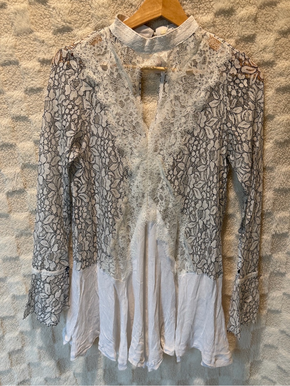 NWT Small Lace Black and White Blouse Gothic Fairy